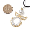 Glass Seed Beads & Shell Pearl Angel Pendant Necklaces NJEW-MZ00051-03-3