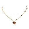 Natural Tiger Eye Paw Print Pendant Brass Paperclip Chain Cable Chain Necklaces for Women NJEW-JN05790-2