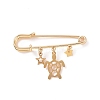 Stainless Steel Tortoise & Star Charms Safety Pin Brooch JEWB-BR00082-2