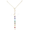 Chakra Natural Malaysia Jade & Tiger Eye & Synthetic Citrine & Synthetic Turquoise Pendant Necklaces NJEW-JN05046-1