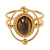 Oval Natural Tiger Eye Finger Rings RJEW-Q822-30G-03-2