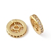 Flat Round Brass Micro Pave Clear Cubic Zirconia Beads KK-R224-13G-01-2