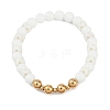 Ion Plating(IP) 304 Stainless Steel & Round Glass Beaded Stretch Bracelets for Women Men BJEW-M046-05G-4