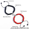 2 Pcs Synthetic Black Stone & Red Turquoise Couple Bracelets with Heart Magnetic Attraction EH4505-1-1