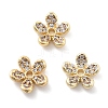 Rack Plating Flower Brass Micro Pave Clear Cubic Zirconia Bead Caps KK-H449-65G-04-NR-1