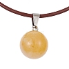 Natural Citrine Round Pendant Necklaces NJEW-JN04478-04-1