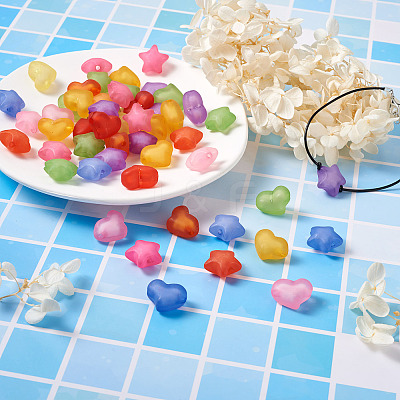 100Pcs 2 Style Frosted Acrylic Beads FACR-BT0001-01-1
