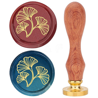 Brass Wax Seal Stamp with Wood Handle AJEW-WH0412-0028-1