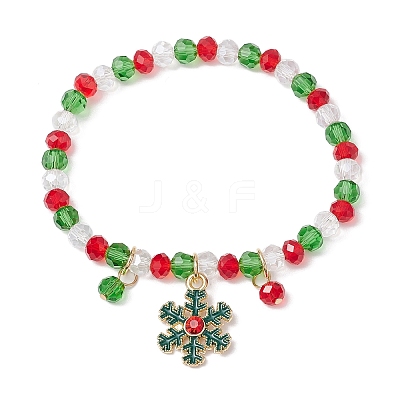 Christmas Theme Alloy Enamel Charms Bracelets BJEW-JB10959-1