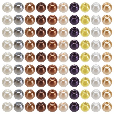 1000Pcs 10 Colors Baking Paint Pearlized Glass Imitation Pearl Round Beads HY-SP0001-01D-1
