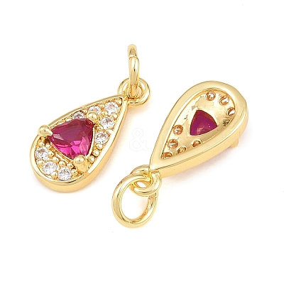 Brass Micro Pave Medium Violet Red Cubic Zirconia Charms CU-CBAB3AD-07G-01-1