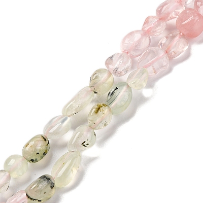 Natural Prehnite & Rose Quartz Beads Strands G-L610-B09-01-1