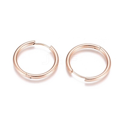 Ion Plating(IP) 304 Stainless Steel Huggie Hoop Earrings EJEW-G272-01-20mm-RG-1
