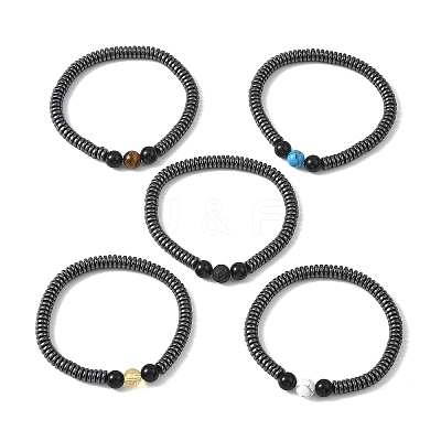 Natural & Synthetic Mixed Gemstone Beaded Stretch Bracelets for Women BJEW-JB12843-1