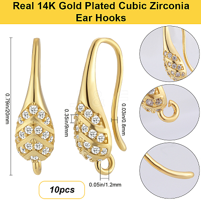 5Pairs Brass Micro Pave Cubic Zirconia Ear Hooks KK-BBC0014-85-1
