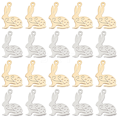20Pcs 2 Colors 201 Stainless Steel Pendants STAS-UN0052-06-1