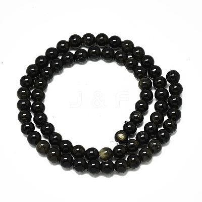 Natural Golden Sheen Obsidian Strands Beads LS-G-R485-09-6mm-1