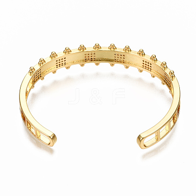 Brass Micro Pave Clear Cubic Zirconia Cuff Bangles BJEW-N302-006H-NF-1