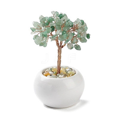Natural Green Aventurine Chips Tree Decorations DJEW-M012-01F-1