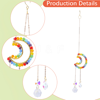 1Pc Colorful Glass Beaded Woven Net Suncatchers AJEW-CY0001-95B-1