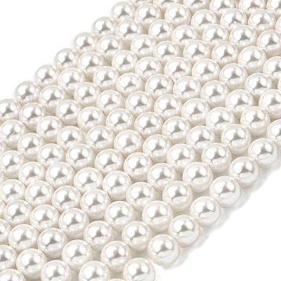 Electroplated Shell Pearl Beads Strands BSHE-K017-8mm-1
