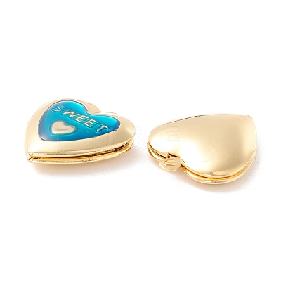 Rack Plating Brass Enamel Locket Pendants KK-B053-15G-1