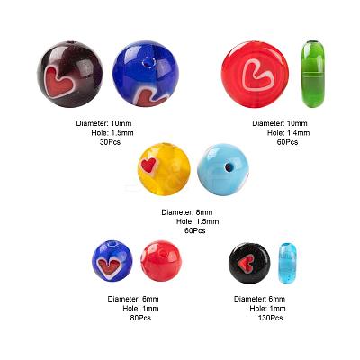 360Pcs 5 Styles Handmade Lampwork Beads LAMP-LS0001-03-1