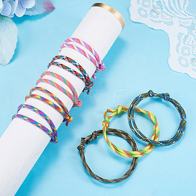 32Pcs 8 Styles Polyester & Spandex Cord Braided Bead Bracelets BJEW-TAC0066-1