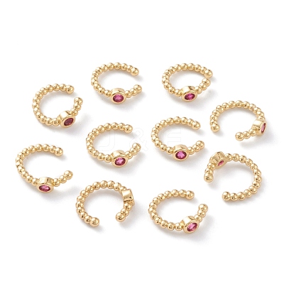 Brass Micro Pave Cubic Zirconia Cuff Earrings EJEW-H109-01D-G-1