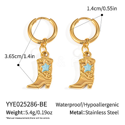 304 Stainless Steel Shoes with Star Hoop Earrings KC5078-1-1
