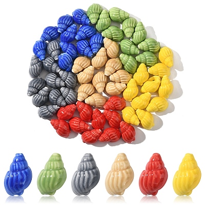 10Pcs Handmade Printed Porcelain Beads PORC-YW0001-26A-1