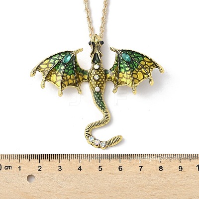 Alloy Enamel Dragon Pendant Necklaces NJEW-V005-01AG-02-1