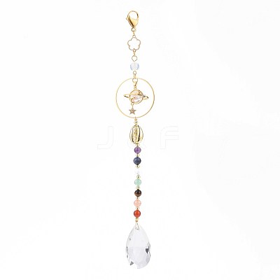 Glass Teardrop Chandelier Pendant Decorations HJEW-JM00854-1