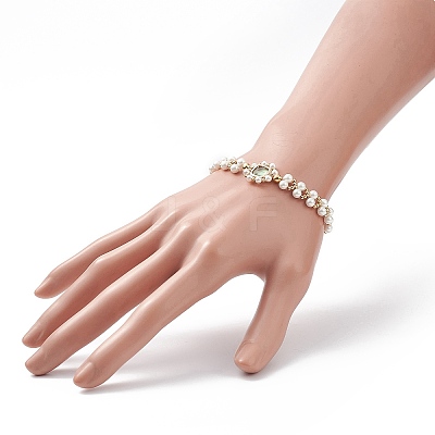 Glass & Shell Pearl Bead Bracele BJEW-TA00180-01-1