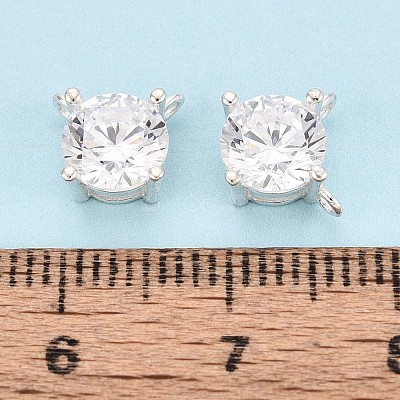 925 Sterling Silver Micro Pave Clear Cubic Zirconia Charms STER-N017-17B-S-1