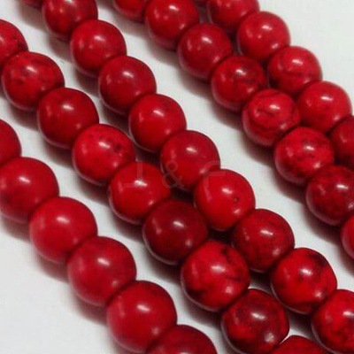 1 Strand Synthetic Turquoise Round Beads Strands X-TURQ-G106-8mm-02H-1