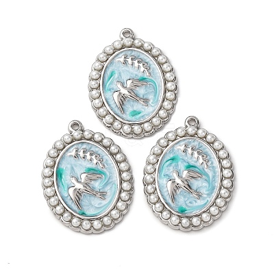 304 Stainless Steel Enamel Pendants STAS-P406-27B-P-1