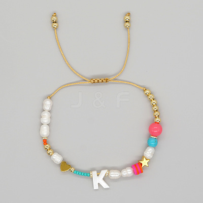 Bohemian Style Shell Letter Bead Braided Bead Bracelets for Women WG07C1E-11-1
