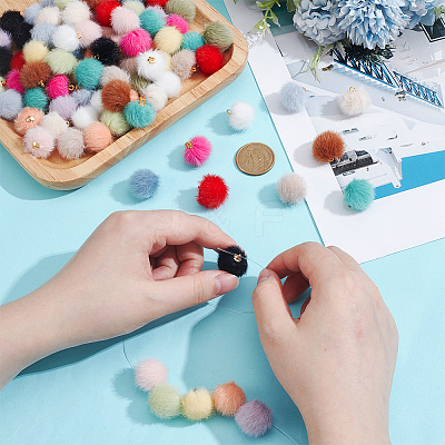 96Pcs 16 Colors Plush Pompom Pendants FIND-PH0027-63-1