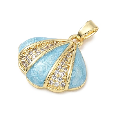 Brass Enamel & Clear Cubic Zirconia Pendants KK-G603-01G-01-1