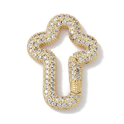 Rack Plating Brass Micro Pave Cubic Zirconia Twister Clasps KK-NH0002-13G-01-1