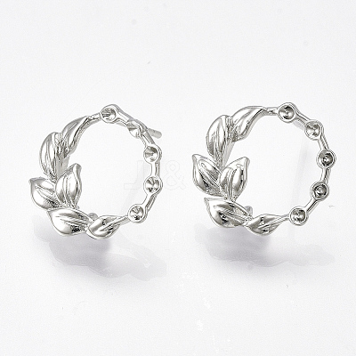 Brass Stud Earring Rhinestone Settings X-KK-S350-413P-1