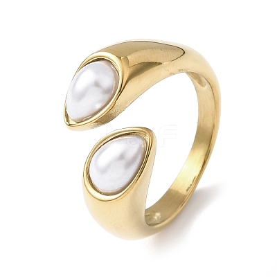 Opaque Acrylic Imitation Pearl Cuff Rings RJEW-P177-03C-G-1