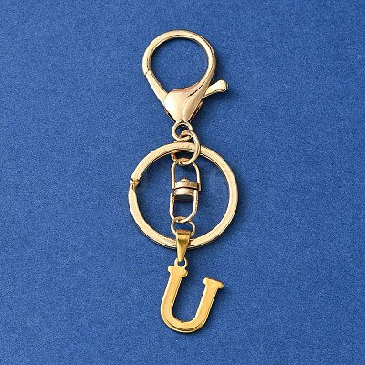304 Stainless Steel Initial Letter Charm Keychains KEYC-YW00005-21-1