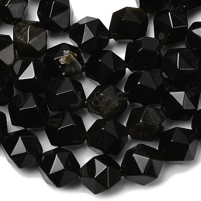 Natural Golden Sheen Obsidian Beads Strands G-Z119-A10-02-1