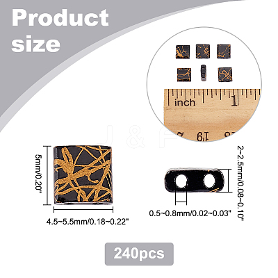 240Pcs 2-Hole Glass Seed Beads SEED-PH0001-75-1