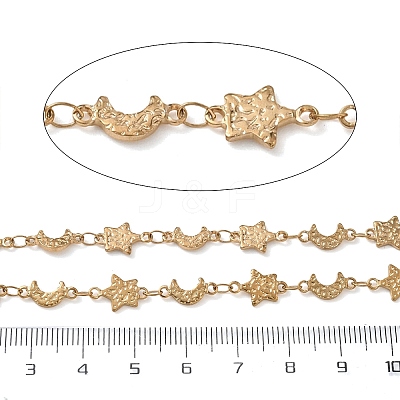 Hammered 304 Stainless Steel Moon & Star Link Chains SA-CBA21A8-01G-01-1