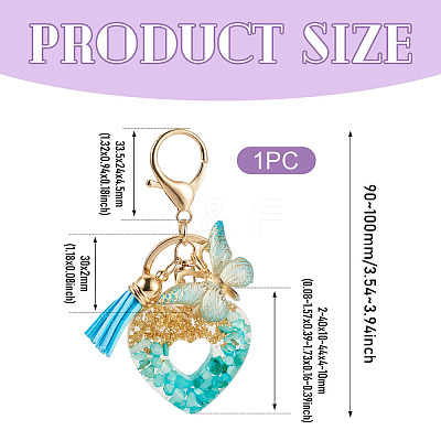 Heart with Butterfly Resin Keychains KEYC-TADJ0001-01B-1