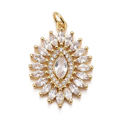 Rack Plating Brass Clear Cubic Zirconia Pendants KK-M229-34G-1