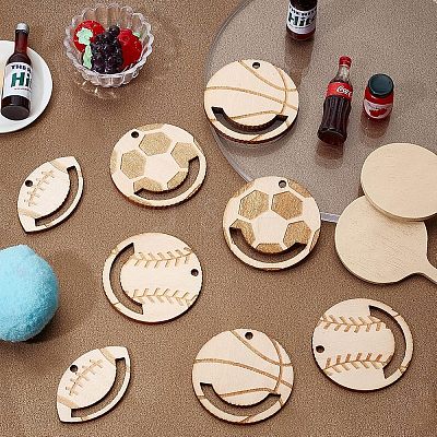 20Pcs 5 Styles Hollow Wooden Pendants WOOD-CA0001-54-1